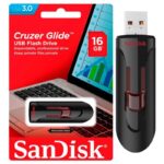 MEMORIA USB 16GB 2.0 SANDISK CRUZER GLIDE ROJO CON NEGRO